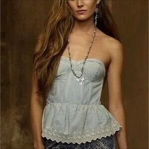 Ralph Lauren Denim & Supply Strapless Eyelet Corset Top